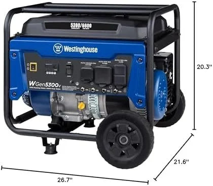 Westinghouse 6600 Peak Watt Home Backup Portable Generator, Transfer Switch Ready 30A Outlet, RV Ready 30A Outlets