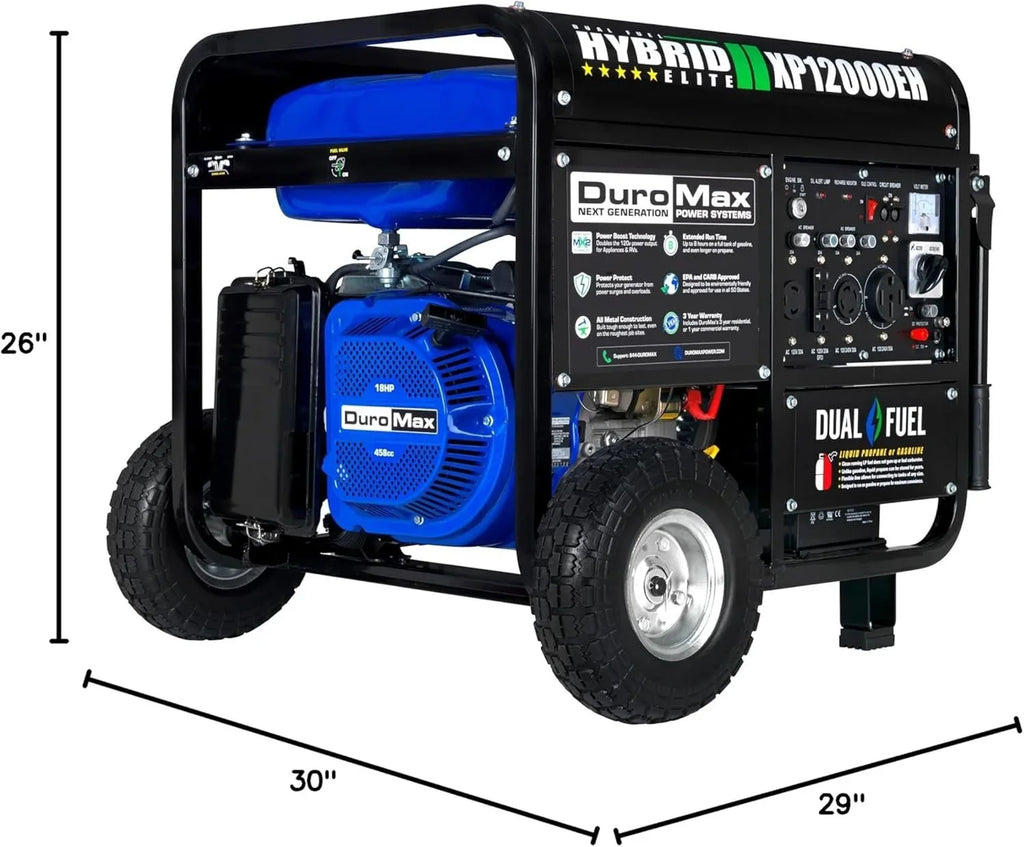 DuroMax XP12000EH 12,000 Watt Dual Fuel Portable Generators