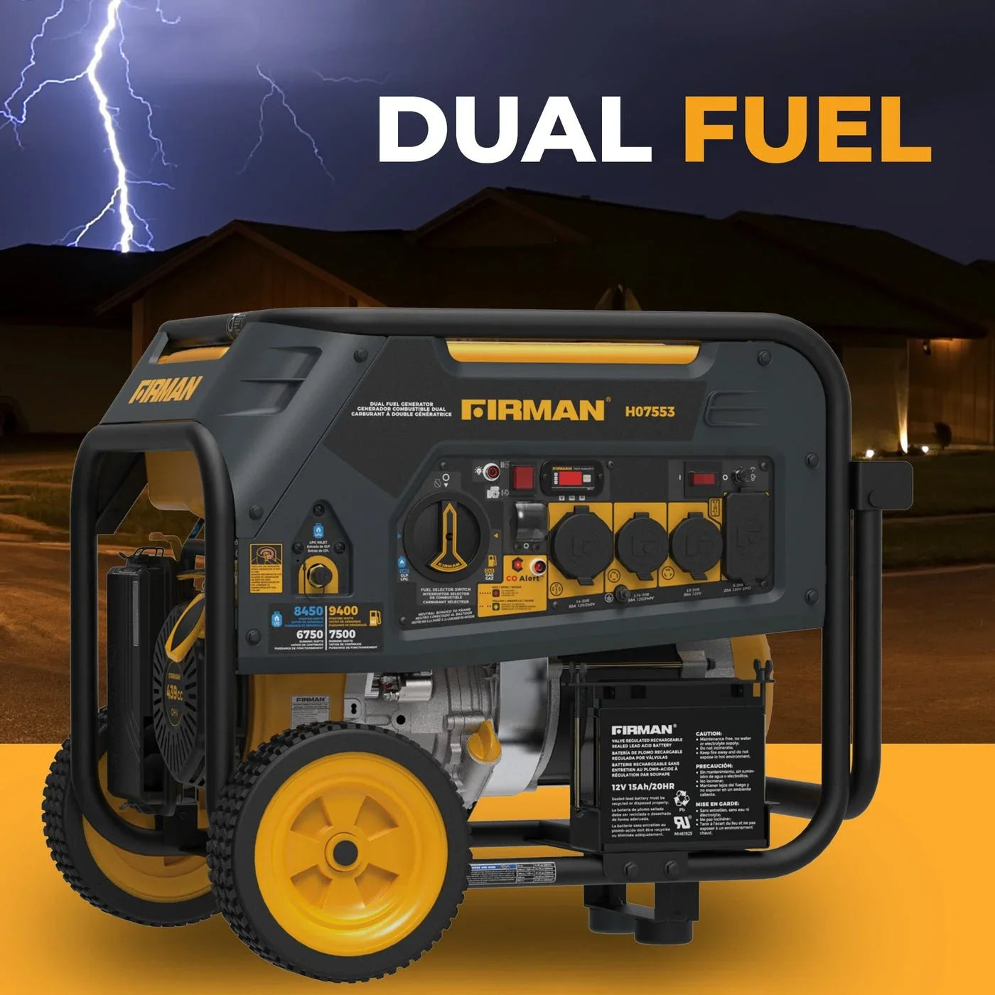 Firman H07553 7500/9400W Dual Fuel Generators