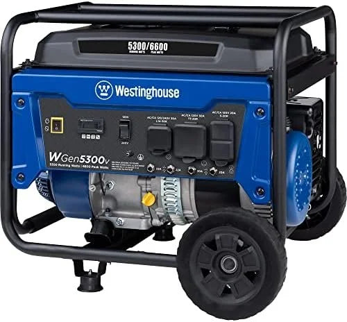 Westinghouse 6600 Peak Watt Home Backup Portable Generator, Transfer Switch Ready 30A Outlet, RV Ready 30A Outlets