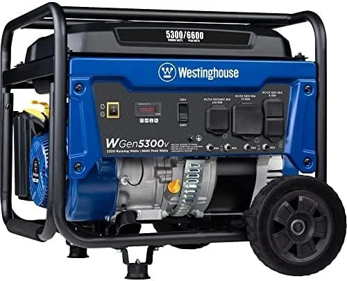 Westinghouse 6600 Peak Watt Home Backup Portable Generator, Transfer Switch Ready 30A Outlet, RV Ready 30A Outlets