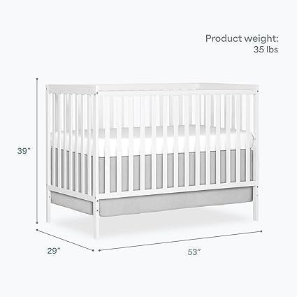 Delta Children Essex 4-in-1 Convertible Baby Crib, Bianca White with Natural Legs