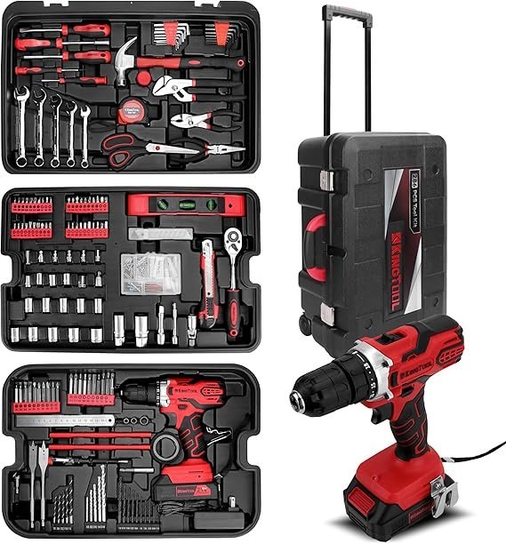 Click to see full view 2+ 6 VIDEOS KingTool 325 Piece Home Repair Tool Kit, General Home/Auto Repair Tool Set, Toolbox Storage Case with Drawer, General Household Tool Kit – Perfect for Homeowner, Diyer, Handyman