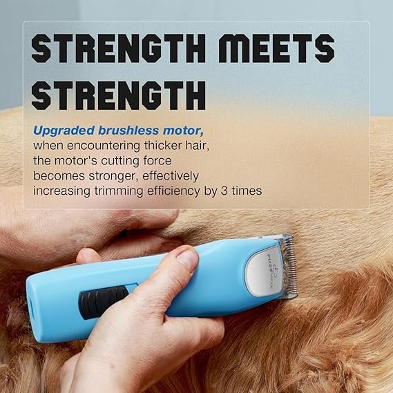 Professional Dog Clippers for Grooming – 2 Speed for Thick Curly Matted Coats, Low Noise Cordless Pet Hair Trimmer with Detachable A5 Blade & Metal Guide Combs Kit for Horse Animal Breeds