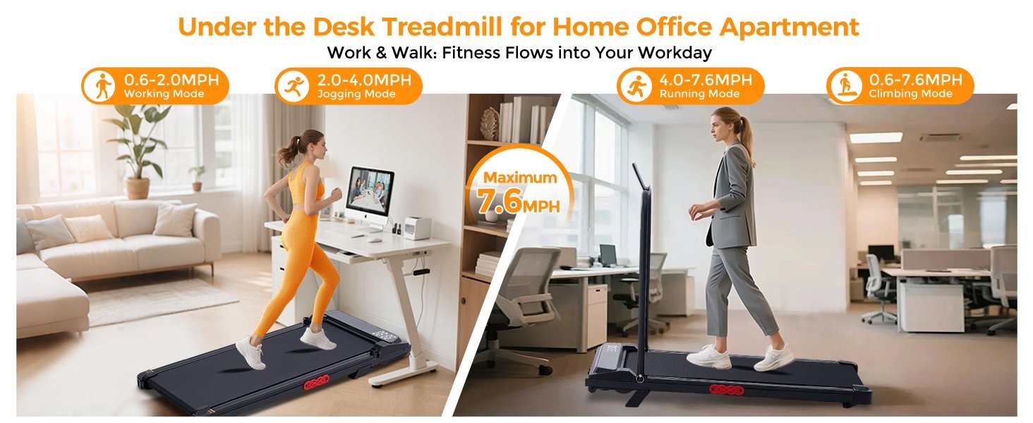 KASSADIN Walking Pad with Handle Bar, 2026 Upgrade Portable Small Treadmill with Handles for Home Small, 3.0HP Under Desk Walking Pad Treadmill with Incline, 0.6-7.6MPH, 350LBS